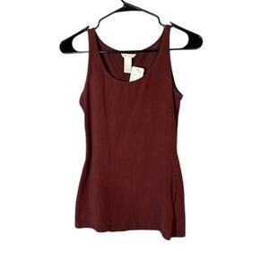 H&M Maroon Cotton Stretch Fitted Sleeveless Basic Tank Top Women’s Small